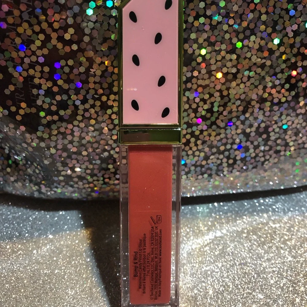 BNIB! Too Faced Juicy Fruits Watermelon Candy Finish Lip Gloss in Bump & Rind 🍉